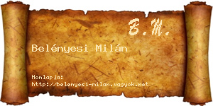 Belényesi Milán névjegykártya